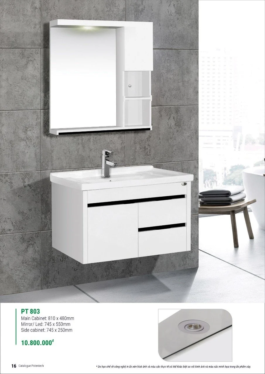 Bảng thông số kỹ thuật Tủ chậu PT803