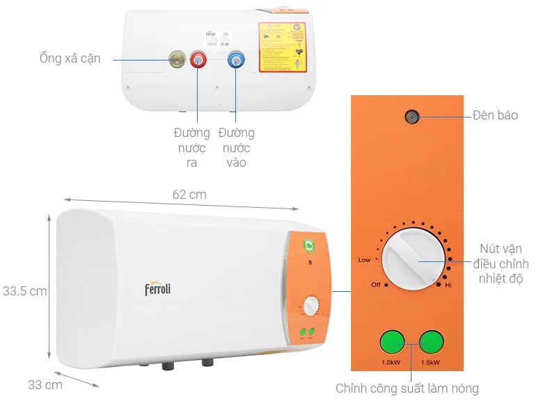 Bình nóng lạnh Ferroli Verdi TE30