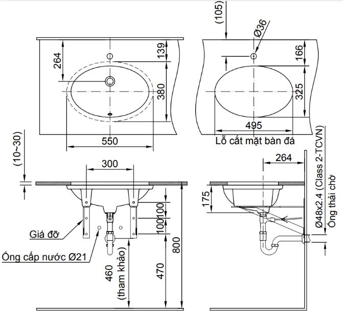 Bản vẽ bồn rửa mặt lavabo INAX L-2216V