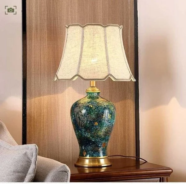 Đèn ngủ để bàn gốm sứ HT-38 trang trí phòng ngủ - Đèn để bàn