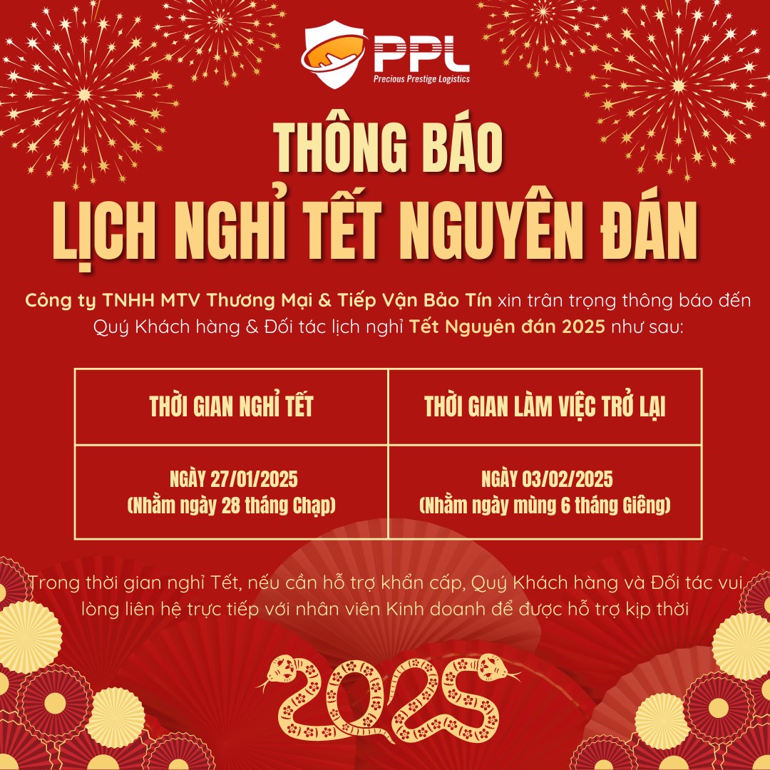THÔNG BÁO LỊCH NGHỈ TẾT NGUYÊN ĐÁN 2025