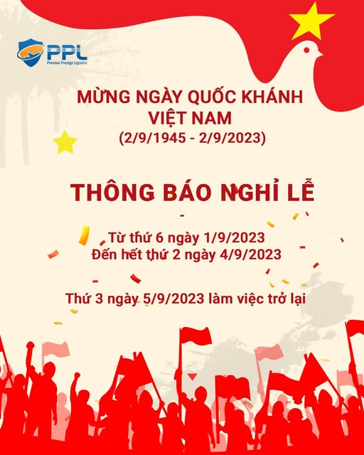 THÔNG BÁO LỊCH NGHỈ LỄ QUỐC KHÁNH VIỆT NAM 2/9/2023