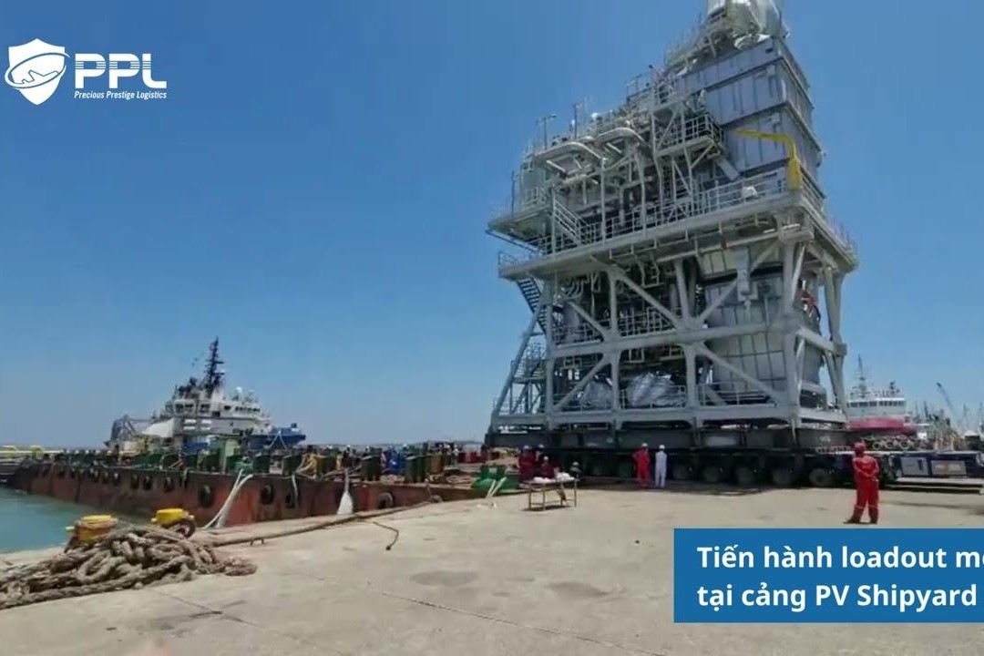 Toolbox và nâng thử trước khi loadout module 03 tại cảng PV Shipyard