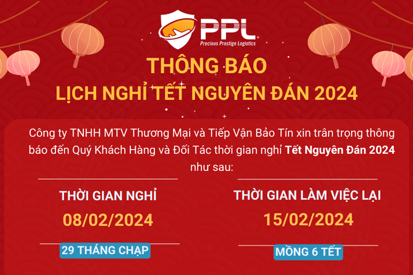 Thông báo lịch nghỉ Tết Nguyên Đán 2024