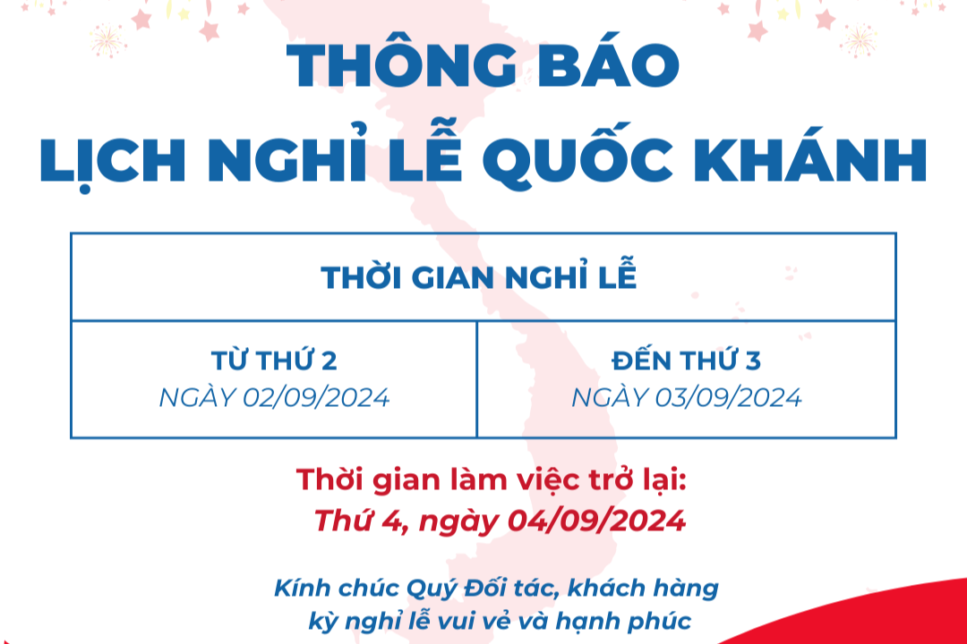 Thông báo nghỉ lễ Quốc khánh 02/09