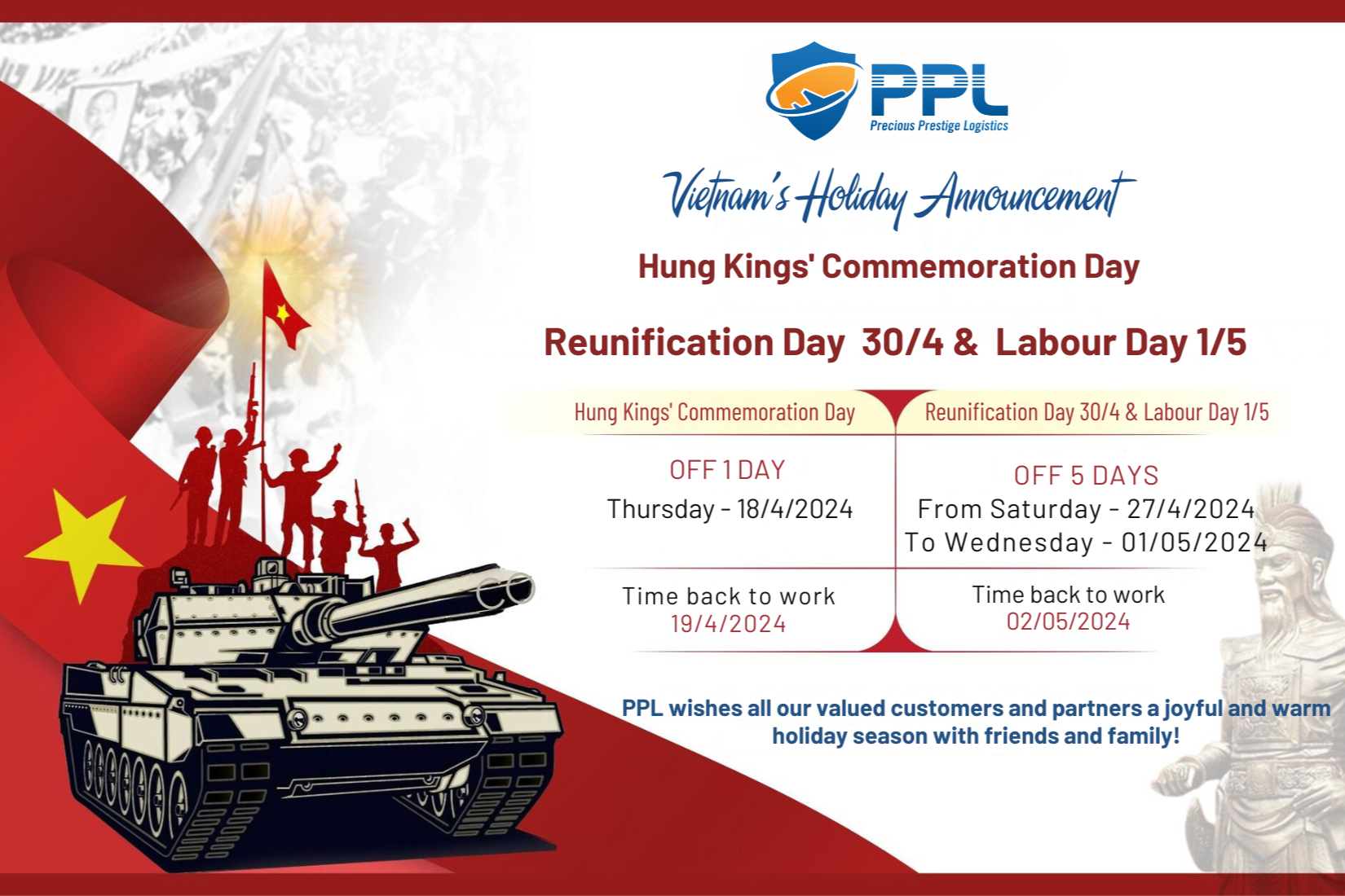 Vietnam Holid﻿ay Announcement