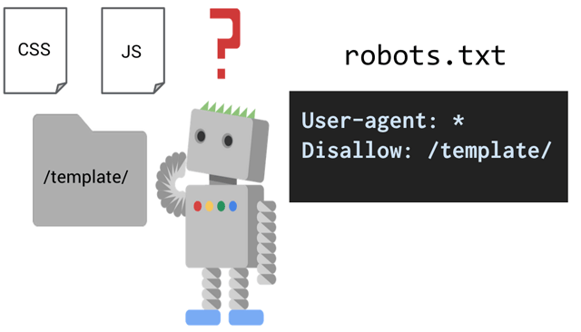VD: GoogelBot bị chặn đọc thư mục template