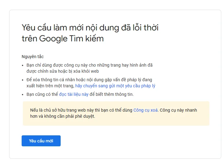 Xóa nội dung lỗi thời khỏi công cụ tìm kiếm