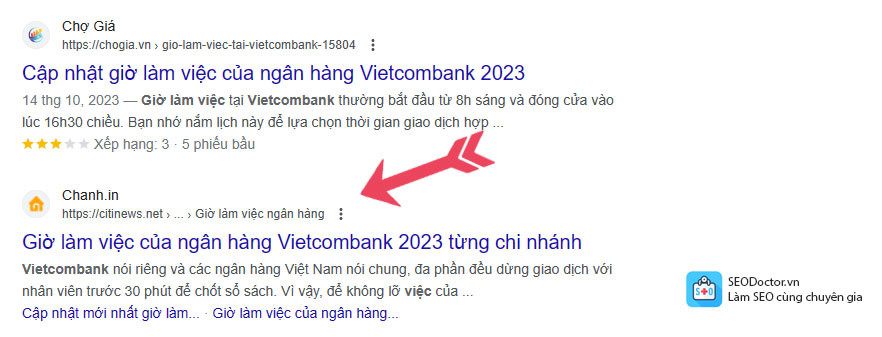 Ví dụ về hiển thị sai tên Sitename