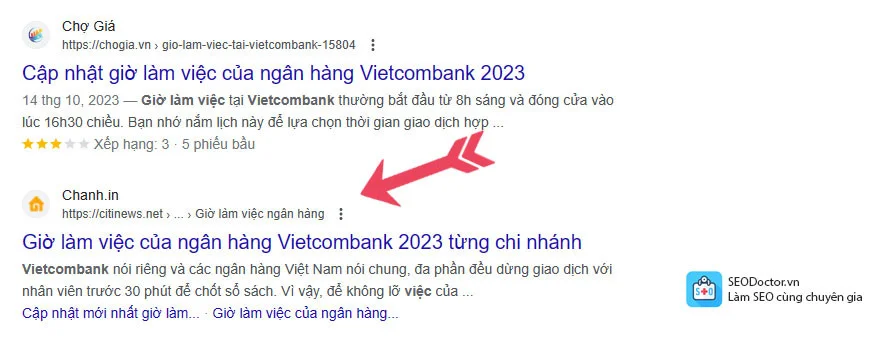 Ví dụ về hiển thị sai tên Sitename