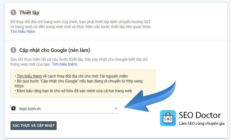 Chọn domaisn mới bạn cần chuyển sang