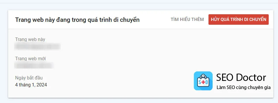 Kết quả quá trình di chuyển tên miền của bạn