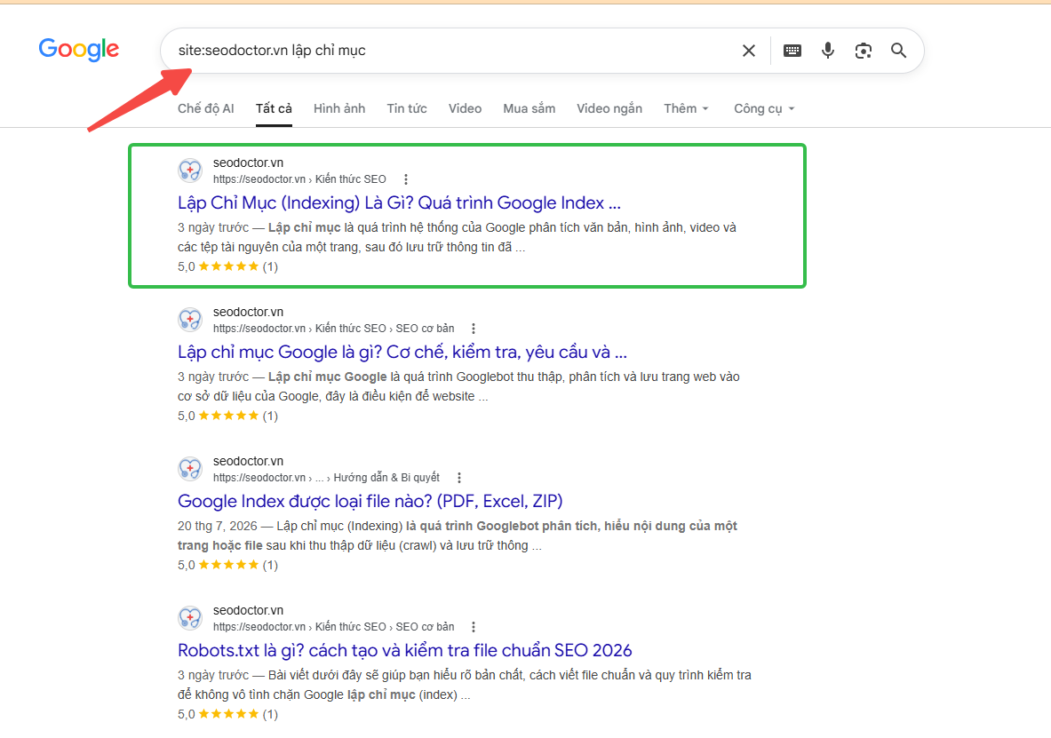 Kiểm tra bài viết có được index chưa? - như này là đã được lập chỉ mục bài lập chỉ mục là gì?