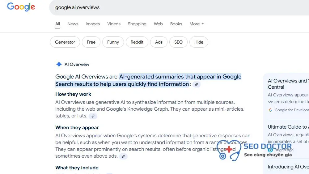 AI Overviews - Ví dụ trong SERP