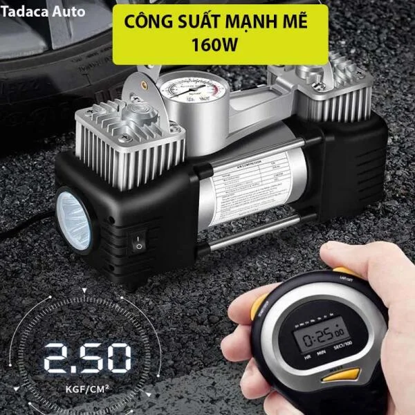 Bơm Lốp Ô Tô 2 Xi Lanh Cơ Siêu Khỏe slide 4