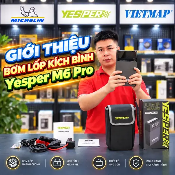 Bơm Lốp Kiêm Kích Bình Yesper M6 Pro Đa Năng video