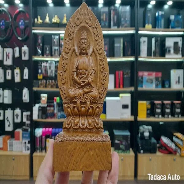 Tượng Như Lai Đại Phật Gỗ Bách Xanh Khắc 2 Mặt slide 4