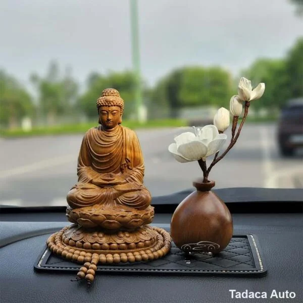 Tượng Phật Bà Quan Âm Gỗ Bách Diệp Để Taplo Xe Hơi slide 3