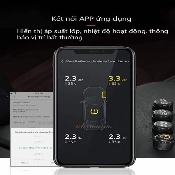 Cảm Biến Áp Suất Lốp 70Mai T02 Van Ngoài Cao Cấp slide 4