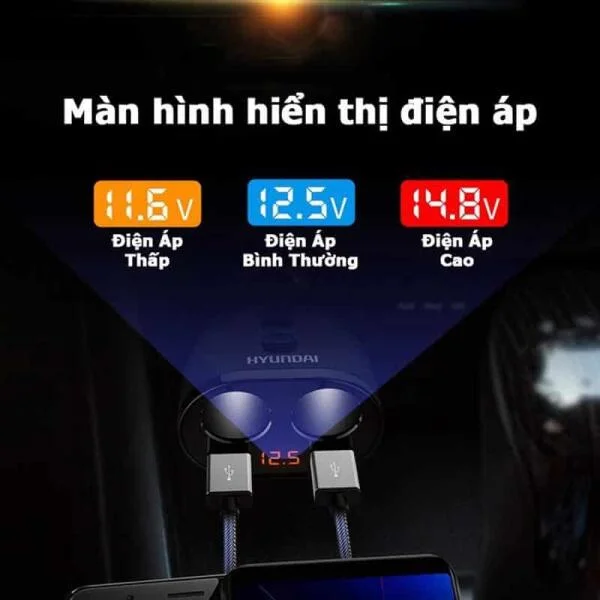 Bộ Tẩu Sạc Ô Tô Hyundai 2 Cổng 12V Cao Cấp Chính Hãng slide 4