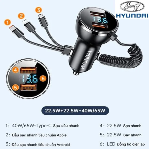 Tẩu Sạc Ô Tô Siêu Nhanh Hyundai Hàn Quốc slide 2