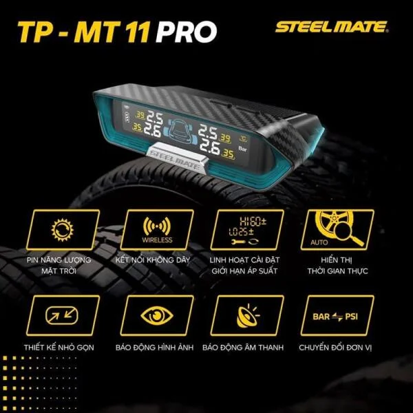 Cảm Biến Áp Suất Lốp Steelmate MT11 Pro Cao Cấp Van Trong slide 2