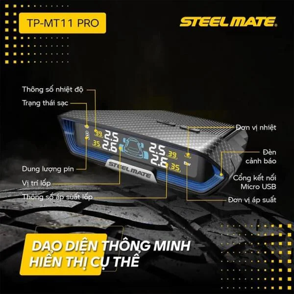 Cảm Biến Áp Suất Lốp Steelmate MT11 Pro Cao Cấp Van Trong slide 3
