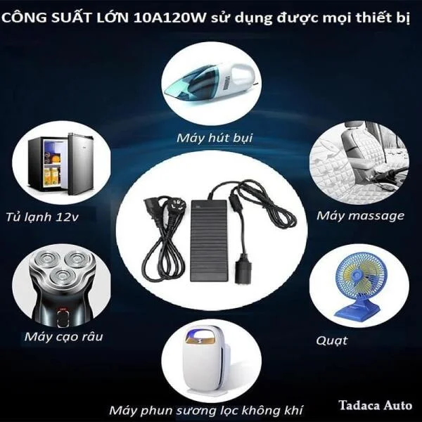 Bộ Chuyển Nguồn 220V Sang 12V-10A Tẩu Ô Tô slide 4