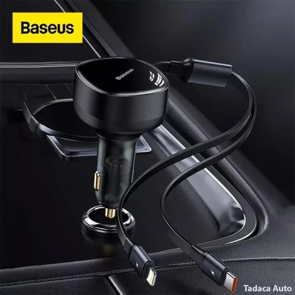 Tẩu Sạc Nhanh Baseus 30W Hai Đầu Cáp Dây Rút slide 2