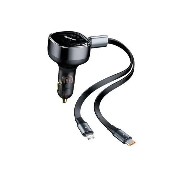Tẩu Sạc Nhanh Baseus 30W Hai Đầu Cáp Dây Rút slide 1