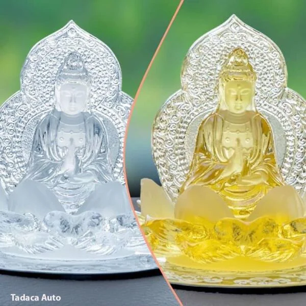 Tượng Phật Quan Âm Ngự Đài Sen Đá Ngọc Lưu Ly Để Ô Tô slide 3