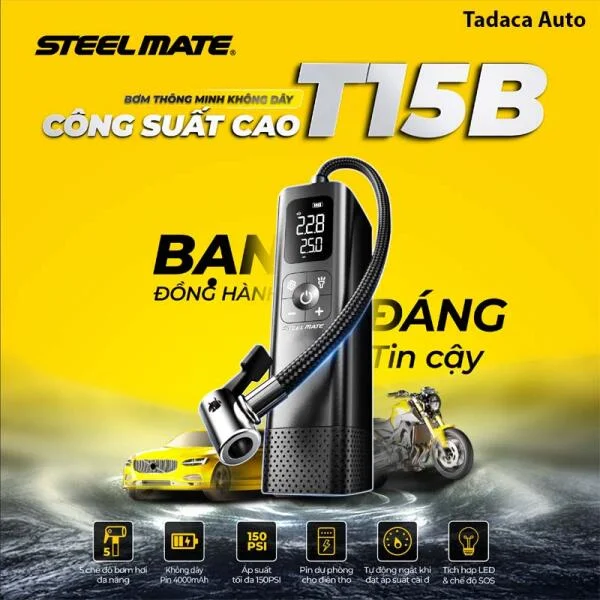 Bơm Lốp Ô Tô Không Dây Steelmate T15B slide 6