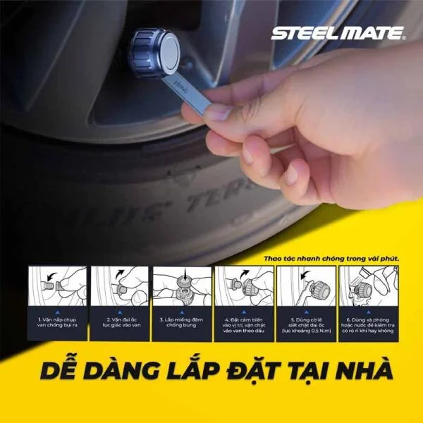 Cảm Biến Áp Suất Lốp Steelmate TP-S23 Van Ngoài slide 3