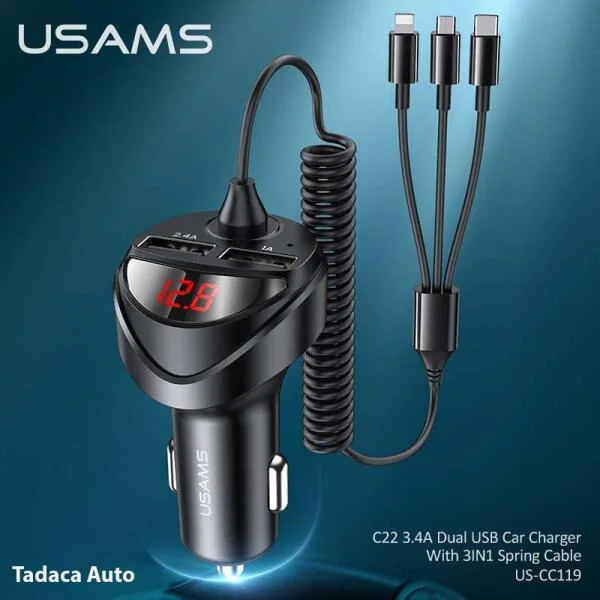 Tẩu Sạc Ô Tô USAMS 3 Trong 1 Đa Năng slide 7