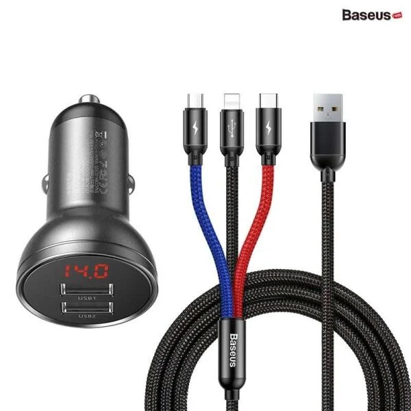 Tẩu Sạc Ô Tô Baseus 3 Trong 1 Đa Năng slide 1