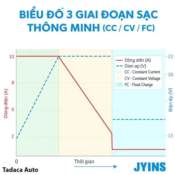 Sạc Ắc Quy JYINS 12V/15A 150Ah Cao Cấp slide 7