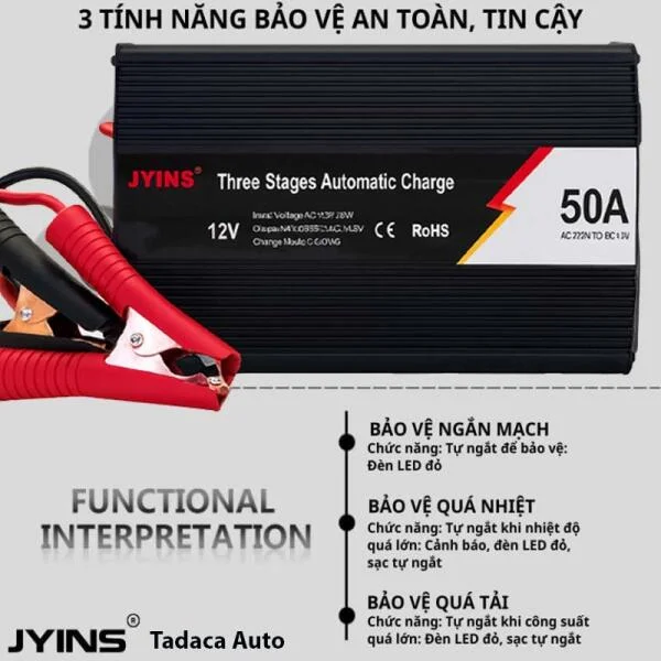 Sạc Ắc Quy JYINS 12V/50A 500Ah Siêu Khủng slide 2
