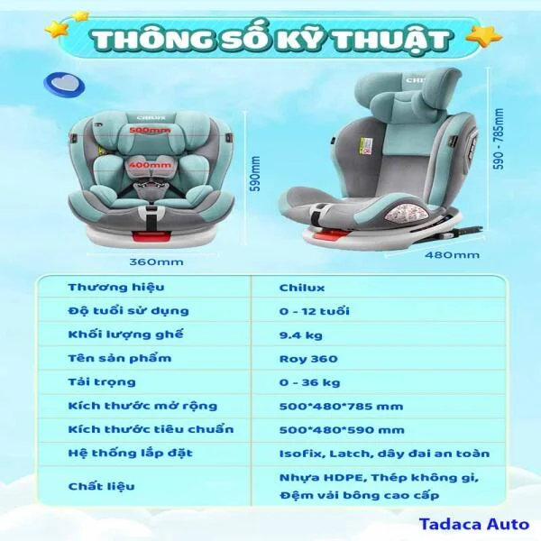 Ghế Ngồi Ô Tô Cho Bé Chilux Roy 360 Cho Trẻ Từ 0 Đến 12 Tuổi slide 6