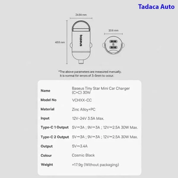Tẩu Sạc Baseus Tiny Star C+C 30W slide 5