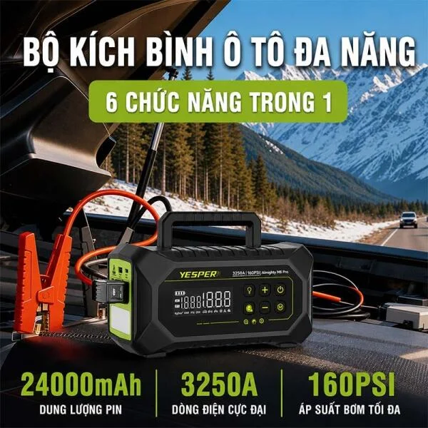 Bơm Lốp Kiêm Kích Bình Yesper M8 Pro Đa Năng slide 7