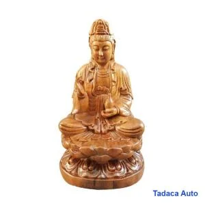 Tượng Phật Bà Quan Âm Gỗ Bách Diệp Để Taplo Xe Hơi