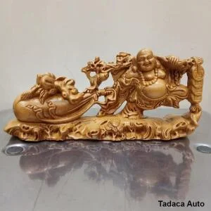 Tượng Di Lặc Kéo Vàng Gỗ Bách Xanh