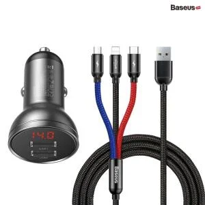 Tẩu Sạc Ô Tô Baseus 3 Trong 1 Đa Năng