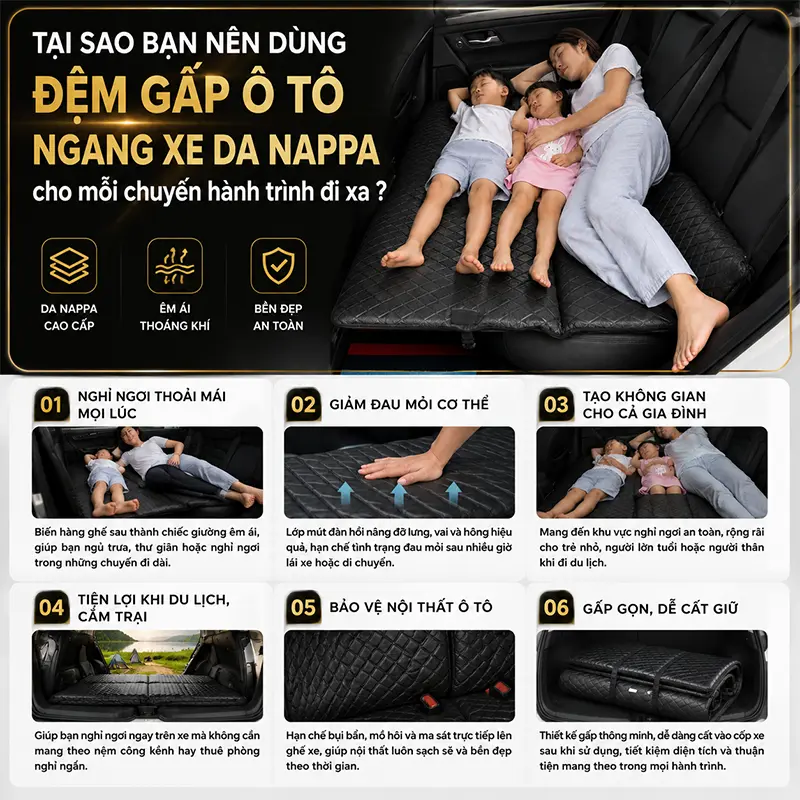 Tại sao bạn sử dụng đệm gấp ô tô ngang xe da Nappa cho mỗi chuyến hành trình đi xa ?