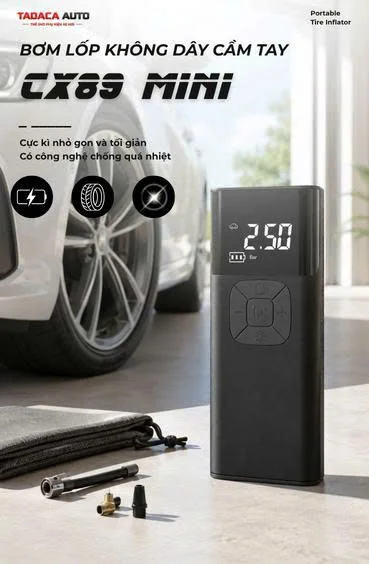 Bơm Lốp Không Dây CX89 Cầm Tay Mini