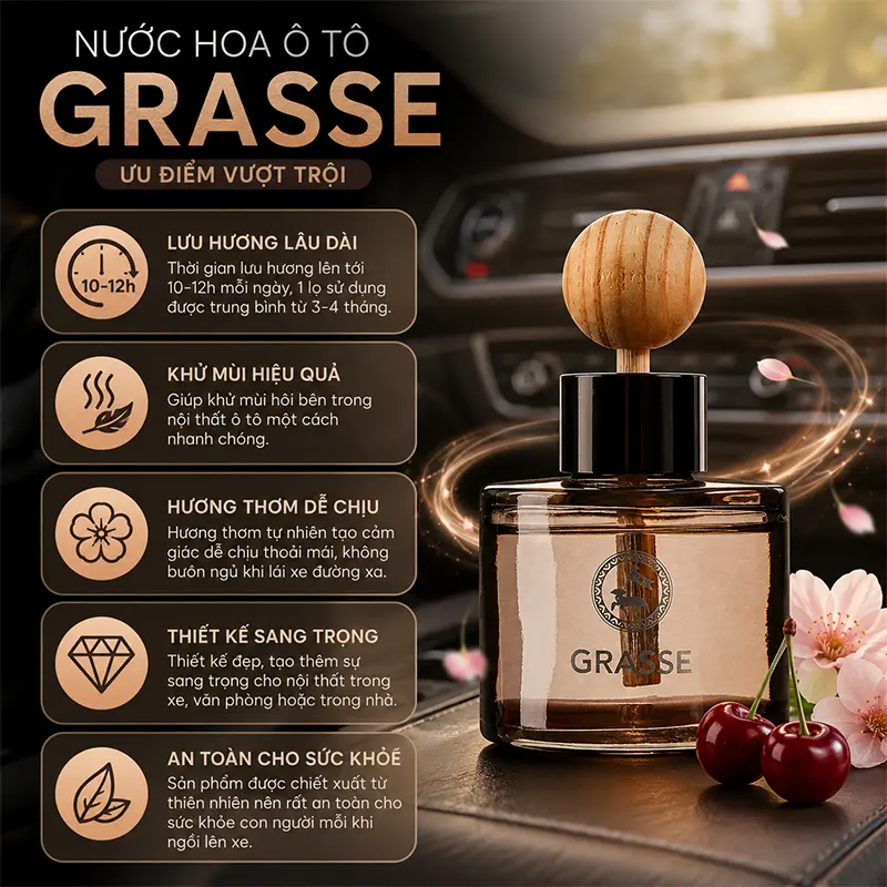 Ưu điểm vượt trội của nước hoa ô tô Grasse Hàn Quốc