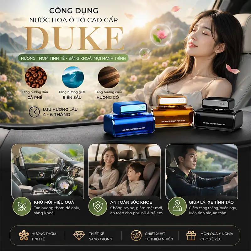 Công dụng nước hoa ô tô Duke cao cấp