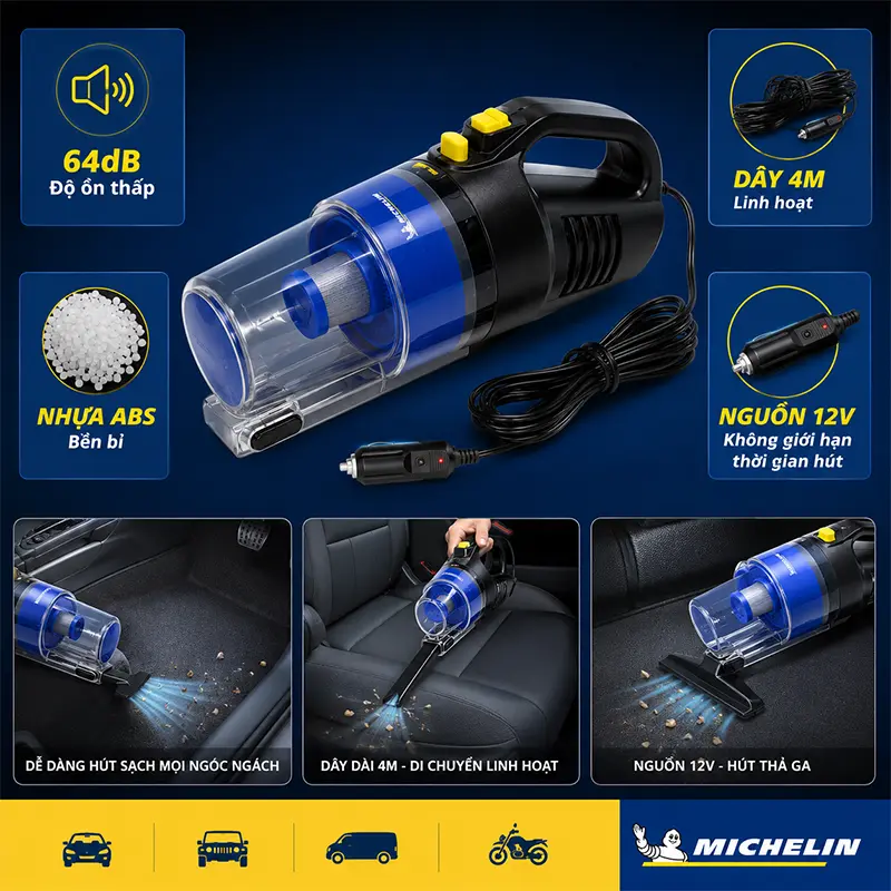 Đặc điểm nổi bật của sản phẩm máy hút bụi ô tô Michelin ML204 