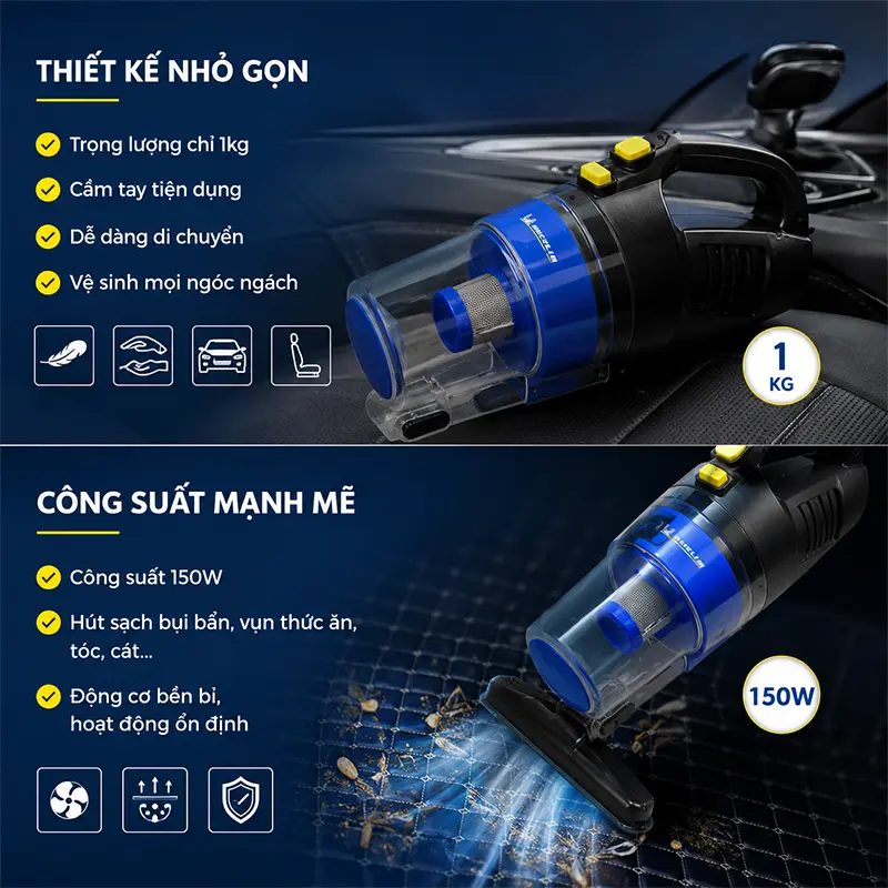 Đặc điểm nổi bật của sản phẩm máy hút bụi ô tô Michelin ML204 chính hãng