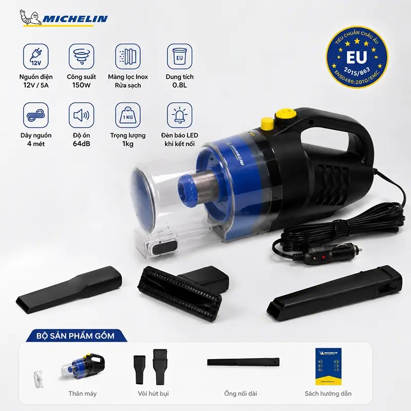 Thông tin sản phẩm máy hút bụi ô tô Michelin ML204 chính hãng